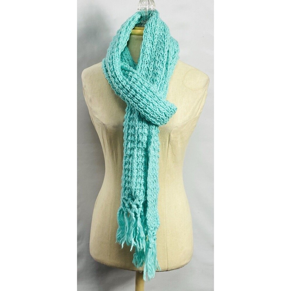 Knit Crochet Wrap Size 84”x7” Green
